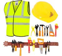 Set da gioco da costruttore per bambini, 11 pezzi, travestimento da imprenditore edile con cintura per attrezzi (10 attrezzi unici), costume da operaio edile, per ragazzi e ragazze (L: 10-12 anni)