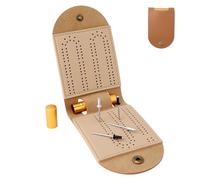 Set da Gioco da Tavolo Cribbage, Mini Tavolo da Cribbage Pieghevole Portatile in PU a 2 Piste per i Viaggi con 4 Pioli in Metallo e 1 Scomparto Portaoggetti Ideale per la Famiglia e Gli Amici