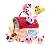 Set Da Gioco Della Fattoria - Set Di Giocattoli Di Peluche Con Animali Morbidi, Giocattolo Per Lo Sviluppo Sensoriale Delle Mani, Peluche Per L'apprendimento Interattivo Con Specchio, Collezione Di Fi