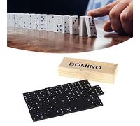 Set da Gioco Domino in Legno Lucidatura Fine 28 Pezzi Domino Neri per Adulti e Intrattenimento nel Patio ()