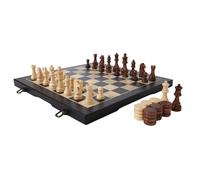 Set da gioco magnetico for scacchi e dama in legno Scacchi | Pacchetto regalo for giochi da tavolo Slot for riporre i pezzi del gioco