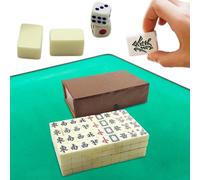 Set Da Gioco Mahjong Cinese - Set Majiang A Colori Casuali, Piastrelle Solide Incise, Mini Sets Mahjong Da Viaggio Con 144 Tessere, 2 Tessere Di Riserva E 2 | Giochi Da Tavolo Casual Per Giochi