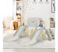 Set da gioco per bambini 8 in 1, scivoli doppi, scivolo per bambini, con scivolo, tunnel ad arco, canestro da basket e telescopio, parco giochi per bambini piccoli per uso interno ed esterno