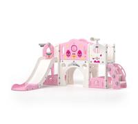 Set da gioco per bambini 9 in 1 con scivolo e arrampicata, cortile autoportante, per bambini di età compresa tra 1 e 4 anni, con scale, ripostiglio, tunnel, telescopi, trottole multifunzione