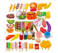 Set da gioco per bambini con barbecue, set interattivo per cucinare e stimolare il gioco di ruolo, con suoni realistici e , completo di cibi finti colorati, adatto a bambini e bambine in età