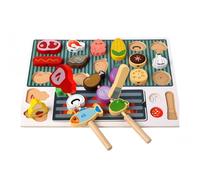 Set da Gioco per Bambini, Griglia Giocattolo per Barbecue Finta dai 3 ai 5 Anni, Set di Giocattoli per Cucinare Cibo con Mini Barbecue Montessori