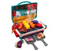 Set da Gioco per Barbecue per Bambini, 35 Pezzi/Set, di Giocattoli da Cucina Simulati per Alimenti Che cambiano Colore, con Fumo e Luce, Accessori da Cucina Divertenti in 2 modalità per Ragazze