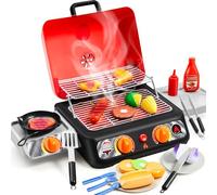 Set da gioco per barbecue per bambini, set di giocattoli da cucina con fumo finto, luce, suono e cibo che cambia colore, accessori da cucina, giocattolo da cucina per interni ed esterni, regalo di