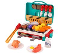 Set da gioco per barbecue per la cucina dei bambini, con rumore di fumo, luce e cibo che cambia colore, set da gioco interattivo per esterni, valigetta da cucina per ragazze e ragazzi