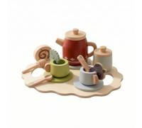 Set da Gioco per il Tè Sicuro , Rosso , 23 18 7.5CM | In Legno, Set da Tè Giocattolo, Educativo, per Asilo Nido, Bambine