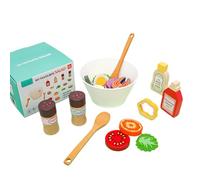 Set da gioco per insalata per bambini - 6,57x5,79x3,94 pollici Giocattolo con ingredienti per insalata in legno | Gioca con gli ingredienti educativi in legno | Fai finta di giocare a un set di cibo