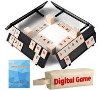 Set da gioco Rummy per 2-4 giocatori, include 4 rastrelliere per le tessere, 106 tessere e una custodia portatile, classico gioco da tavolo per famiglie ABS