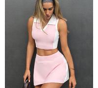 Set da golf da donna con canotta corta colorblock e gonna L,M,S,XLTessuto in maglia
