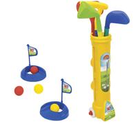 Set da golf giocattolo in plastica gioco 4 palline 3 mazze 2 buche bambini