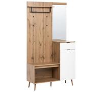 Set da ingresso con porta scarpe e appendiabiti in MDF marrone chiaro