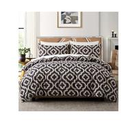 Set da letto a quattro pezzi , Copripiumino reversibile in morbida microfibra con motivo geometrico di lusso ed eleganza, cerniera e lacci angolari (set biancheria da letto)(US King(264x229cm))