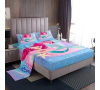 Set da letto a sirena per ragazze, set di lenzuola a sirena con glitter per bambini, ragazzi, ragazze, set di lenzuola per creature Sealife 1 lenzuola king size