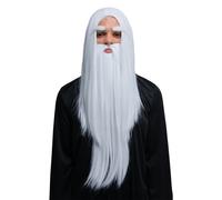 Set Da Mago Deluxe Con Parrucca Grigia E Barba Costume Per Adulti Accessorio