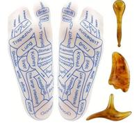 Set Da Massaggio Plantare Per Agopuntura In 4 Pezzi Per Promuovere La Circolazione Sanguigna E Lenire I Piedi, Meridiani Illustrati Delle Piante Dei Piedi E Prodotti Per La Salute Del Pedicure.