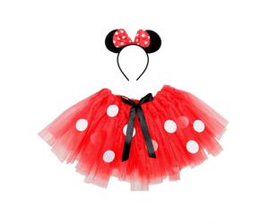Set da Minnie, topolina con gonna tulle e cerchietto con fiocco, taglia unica b