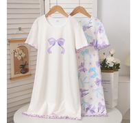Set da notte e loungewear da ragazza pre-adolescente, composto da una vestaglia lunga a maniche corte con stampa farfalle rosa dolce e una gonna a-line 8Y,9Y,10Y,11Y,12Y,13YPianteTessuto