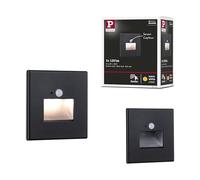 Set da parete Paulmann Edge con sensore 1x1,2 W 2700 K Nero opaco | Lampada da incasso a parete con Sensore PIR, Temperatura del colore 2700 K, IP20, per scatole da incasso standard
