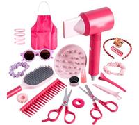 Set da parrucchiere, con asciugacapelli, grembiule e per lo styling, set da gioco per bambini, ragazze, casa, uso quotidiano, scuola materna, aula, asilo, feste, compleanni