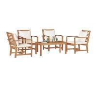Set da patio in teak per esterni con 4 sedie e 1 tavolo marrone in legno massello. Robusto e resistente, con cuscini in tessuto traspirante, perfetto per balconi e pranzi all'aperto. È durevole e fa