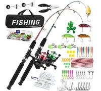 Set da pesca completo da 2 pezzi, per principianti, con 102 accessori | Set completo di canna da pesca con borsa per pesca in acqua salata, acqua dolce, viaggi, pescatore, regalo