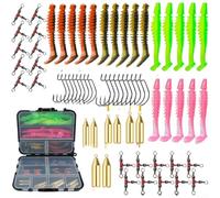 Set da pesca da 68 pezzi con design a filo inverso, ami morbidi per esca, piombini in rame e girelle rotanti che offrono una maggiore perturbazione dell'acqua