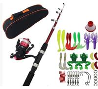 Set da pesca per bambini, 1,5 m, set di base per la pesca dei bambini, con lenza da pesca, accessorio per esche da pesca, borsa per il trasporto per 3-10 anni, per la pesca in acqua salata e acqua