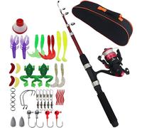 Set da pesca per bambini, 1,5 m, set di base per la pesca dei bambini, con lenza da pesca, accessorio per esche da pesca, borsa per il trasporto per 3-10 anni, per la pesca in acqua salata e acqua