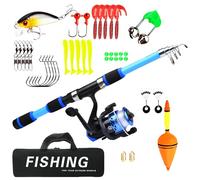 Set Da Pesca per Bambini, 1.8m Canna da Pesca Bambino, Set di Canne da Pesca per Bambini, Canna da Pesca Spinning + Mulinello Pesca, Esche da Pesca E Accessori, per Ragazze E Ragazzi Che