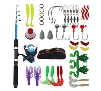 Set da pesca per bambini Bordeag, canna telescopica da 1,8 m, set di canne da pesca per bambini con mulinello e set di esche, set di pesca per bambini con borsa, set da pesca portatile per bambini