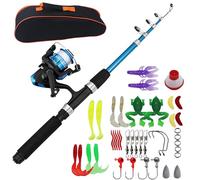 Set da pesca telescopico, set da pesca con mulinello, 1,5 m, set di base con esca e borsa per il trasporto, canna da pesca telescopica e mulinello da pesca per viaggi, pesce persico d'acqua dolce
