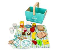 Set da picnic in legno, 28 pezzi, colore menta, cestino da picnic, coperta da picnic, 2 piatti, 2 tazze, 2 forchette, 2 coltelli, accessori alimentari, set completo da picnic, cestino da picnic per
