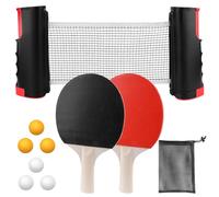 Set da Ping Pong, Racchette Ping Pong Set Professionale con 2 Racchette, 6 Palline, 1 Borsa Portatile, 1 Regolabile Rete, Ping Pong Set da Tavolo Portatile, per Formatori Adulti Bambini Indoor Outdoor