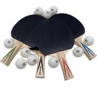 Set da ping pong rotondo sunflex sport con 4 racchette e 10 palline