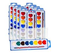 Set da pittura ad , 22 × 5 cm, colore lavabile, 10 pezzi, a forma di cuore, lavabile, per bambini, con pennello e libro da colorare, set creativo per compleanni, classi