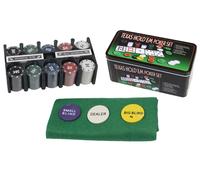 Set da poker 200 fiches 2 mazzi carte panno gettone dealer gioco texas hold'em