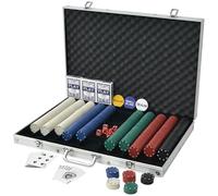Set da poker con 1.000 chip in plastica e alluminio - Accessori professionali per casinò poker per serate di gioco con gli amici - Durevole e di alta qualità