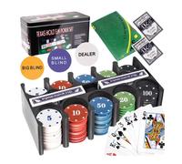 Set da Poker Fiches Numerate 200 Gettoni Box da Gioco Texas Holdem Black Jack