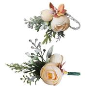 Set Da Polso Con Fiori Di Seta - Corsage Nuziale Realizzato A Mano, All'occhiello Per Il Ballo Dello Sposo | Decorazioni Per Feste, Di Fidanzamento, Corpetti Da Polso Con Fiori In Vero Tocc