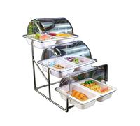 Set da portata per buffet con coperchio arrotolabile, 6 scomparti, vassoi resistenti per uso domestico ed evento, perfetto per catering, feste e riunioni