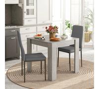 Set da Pranzo 3 Pezzi con Tavolo da Cucina 80x80x76 cm e 2 Sedie Moderne 41x50x97 cm, Grigio