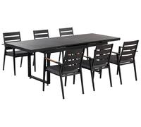 Set da pranzo 6 posti metallo nero grigio e legno chiaro Valcanetto/Taviano