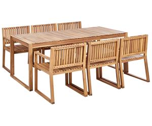 Set da pranzo a 6 posti in legno d'acacia certificato Sassari II