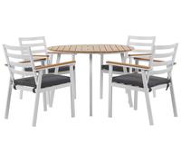 Set da Pranzo all'Aperto Tavolo Rotondo e 4 Sedie in Alluminio Bianco Cavol