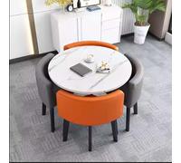 Set da pranzo compatto da 4 pezzi, rotondo/quadrato, con sedie per piccoli spazi, perfetto per pasti accoglienti, mobili da cucina e sala da pranzo, design salvaspazio