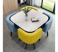 Set da pranzo compatto: tavolo rotondo + 4 sedie impilabili per ricevimento, negoziazione e piccoli spazi, mobili salvaspazio per casa, ufficio ed eventi